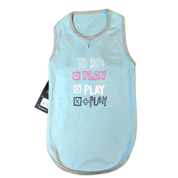 Hotel Doggy Dog Large Blue To Do Checklist: Play Play Play Tank Shirt - Picture 1 of 4